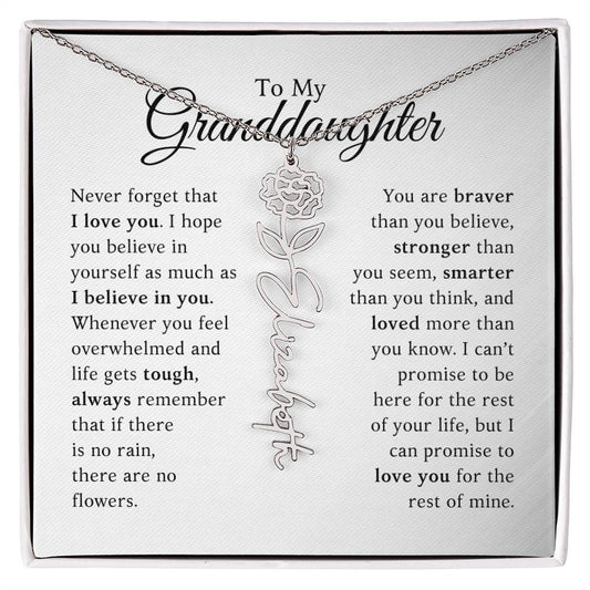 To My Granddaughter - Never Forget That I Love You - Birth Flower Name Necklace